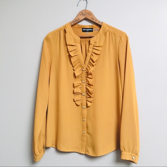 Karl Lagerfeld Tops - Karl Lagerfeld Paris mustard yellow blouse